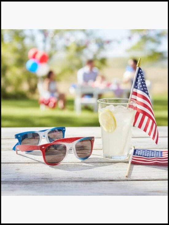 Patriotic Nomad Sunglasses Glitter Design Plastic Pack of 12 Party Favors main image 4